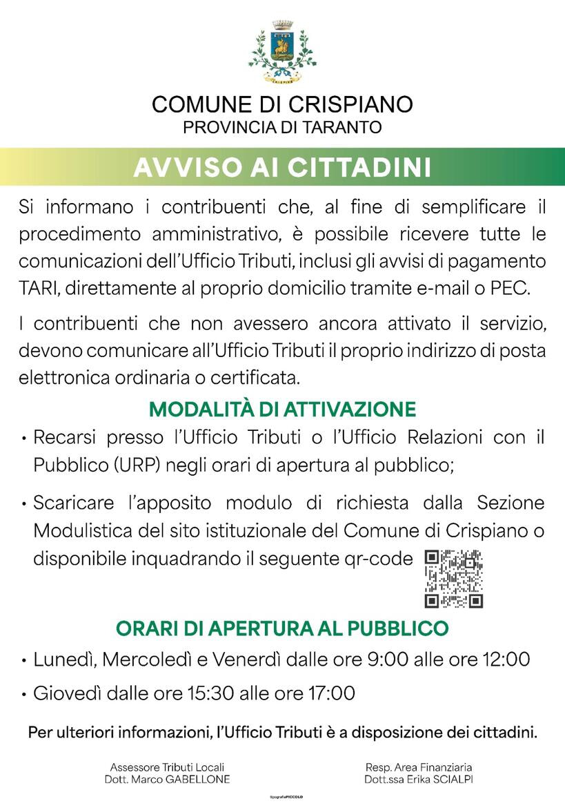 Immagine: Avviso ai Cittadini - Ufficio Tributi