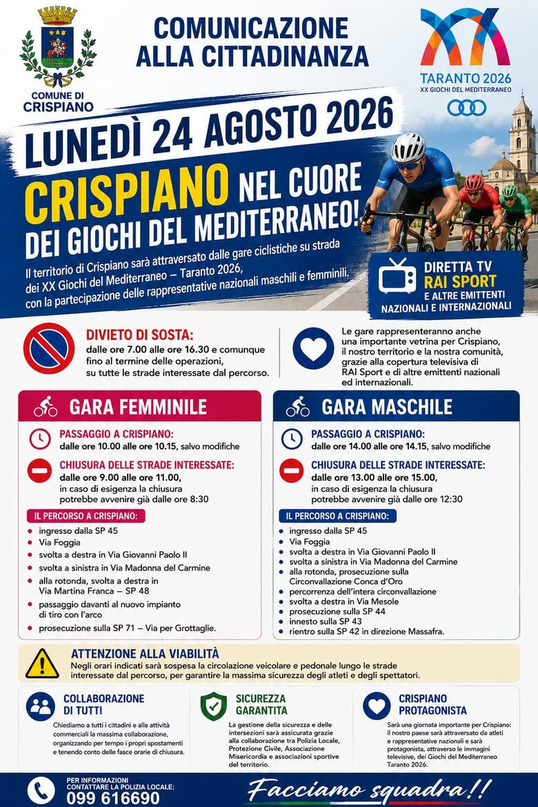 Crispiano nel Cuore dei Giochi del Mediterrneo