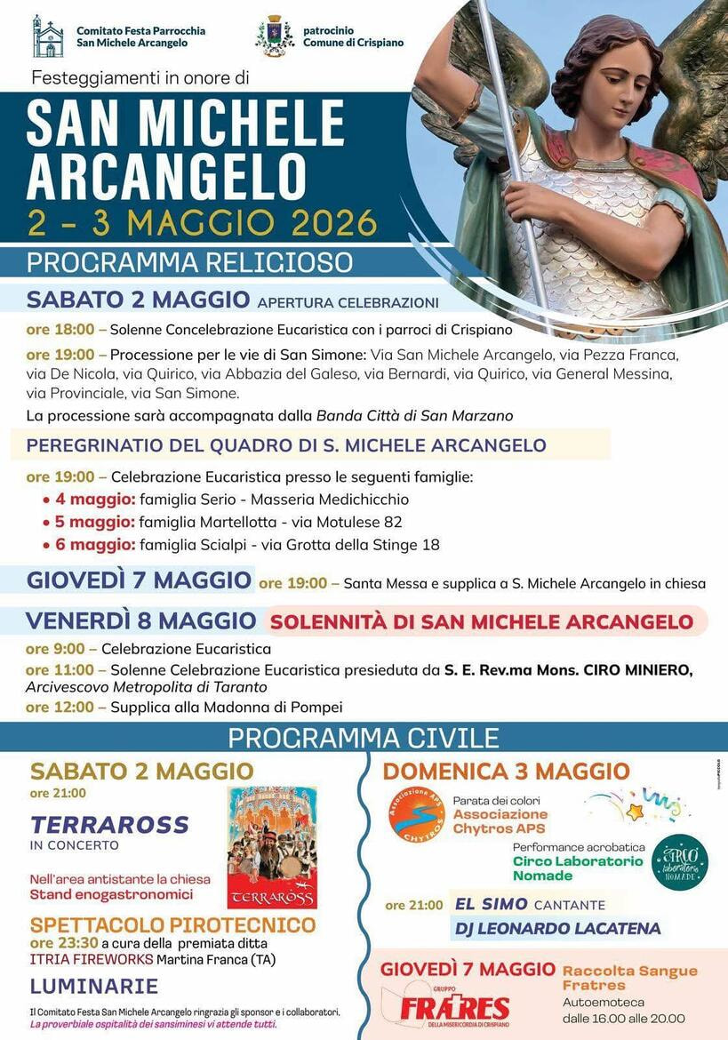 Festeggiamenti in Onore di San Michele Arcangelo 2-3 Maggio 2026