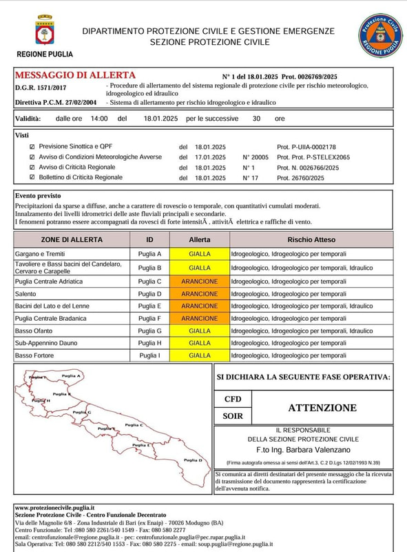 Immagine: Messaggio di allerta 18 gennaio 2025